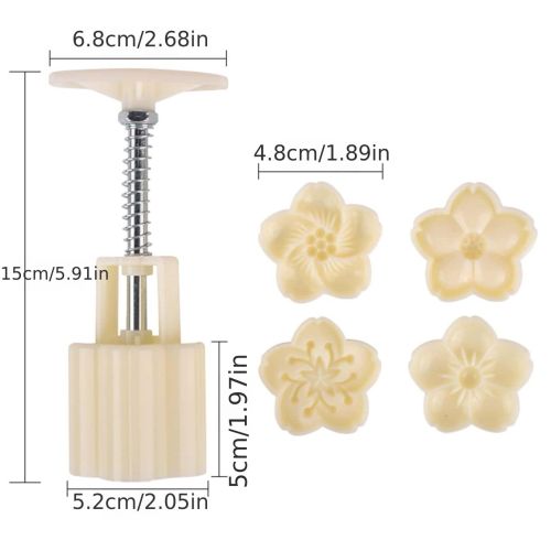 1 Set Cherry Blossom Mooncake Mold Green Bean Pastry Hand Pressed Ice Leather Flower Snack Press Mold Embossing Baking 50g Pastry Cookie - 50g Cherry