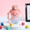 1pc Bear Cute Water Cup; Summer Plastic Cup; Portable Straw Cup; Large-capacity Water Bottle With Strap - Pink - 800ml