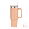 40 oz. With Logo Stainless Steel Thermos Handle Water Glass With Lid And Straw Beer Glass Car Travel Kettle Outdoor Water Bottle - 1200ml - C3
