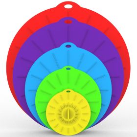 5pcs Silicone Fresh-keeping Cover; Microwave Oven Heating Cover; Food Dust-proof Splash-proof Bowl Cover Set; Kitchen Supplies - C
