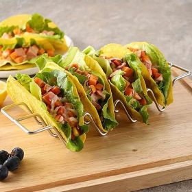1pc Stainless Steel Burrito Pancake Stand; Tacoholder Pancake Stand; W-shaped Taco Stand - Silvery