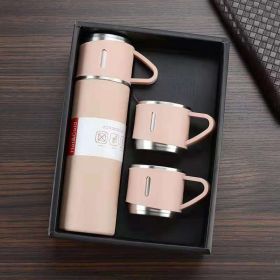 1pc/1Set Stainless Steel Thermal Cup; With Gift Box Set; Double Layer Leakproof Insulated Water Bottle; Keeps Hot And Cold Drinks For Hour - Pink + Gi