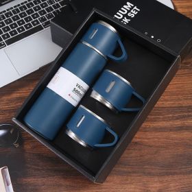 1pc/1Set Stainless Steel Thermal Cup; With Gift Box Set; Double Layer Leakproof Insulated Water Bottle; Keeps Hot And Cold Drinks For Hour - Blue + Gi