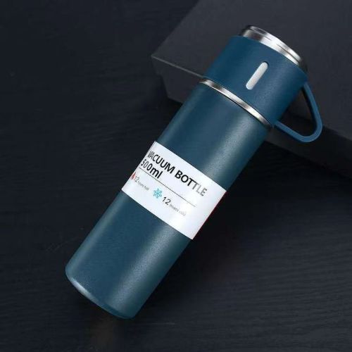 1pc/1Set Stainless Steel Thermal Cup; With Gift Box Set; Double Layer Leakproof Insulated Water Bottle; Keeps Hot And Cold Drinks For Hour - Blue Sing