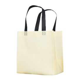 20 Pack Non-woven Reusable Tote Bags for Party Favor Candy Goodie Carry Out Packing, Beige - Default