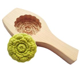 Wooden Moon Cake Mold DIY Pumpkin Pie Baking Mold Rice Cake Bread Mold 3D Peony Pastry Mold 75g - Default