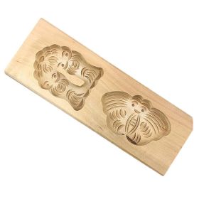Wooden Mooncake Mold Pastry Mold Bean Paste Cake Baking Tools Double Fish Butterfly 45g - Default