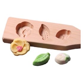 Wooden Moon Cake Mold Wagashi Snow Skin Mooncake Mold DIY Rice Cake Baking Mold 3D Camellia 10-25g - Default