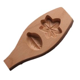 Wooden Moon Cake Mold Wagashi Snow Skin Mooncake Mold DIY Rice Cake Baking Mold 3D Maple Leaves 15-20g - Default
