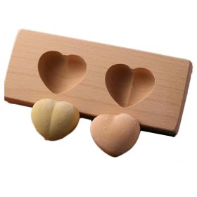 Wooden Moon Cake Mold DIY Rice Cake Baking Mold Children Steamed Bread Mold Hearts 25g - Default