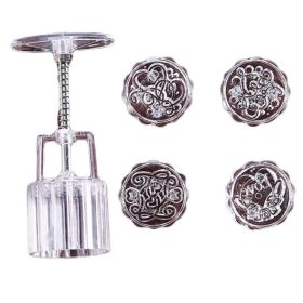 4 Stamps Moon Cake Mold Small Cakes Pastries Mold Plastic DIY Baking Mold 50g - Default