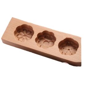 Wooden Moon Cake Mold DIY Rice Cake Baking Mold Wagashi Snow Skin Mooncake Mold Chrysanthemum Sakura 40g - Default