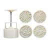 Moon Cake Mold 4 Cookie Stamps Flower Pattern Cookie Mold Pie Mold 125G - Default