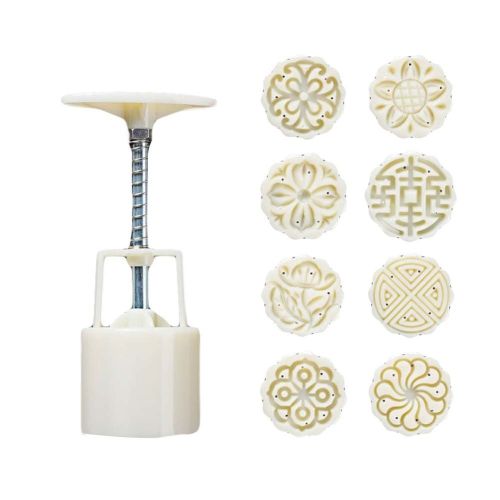 25G - 8 Stamps Moon Cake Mold Small Cake Mold Plastic Baking Mold Random Pattern - Default