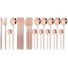 Commercial & Household 24Pcs Dinnerware Set Stainless Steel Flatware Tableware - Rose Gold - Flatware Set