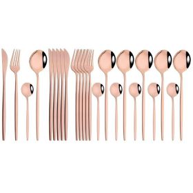Commercial & Household 24Pcs Dinnerware Set Stainless Steel Flatware Tableware - Rose Gold - Flatware Set