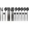 Commercial & Household 24Pcs Dinnerware Set Stainless Steel Flatware Tableware - Black - Flatware Set