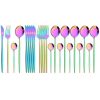 Commercial & Household 24Pcs Dinnerware Set Stainless Steel Flatware Tableware - Rainbow - Flatware Set