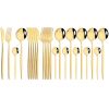 Commercial & Household 24Pcs Dinnerware Set Stainless Steel Flatware Tableware - Gold - Flatware Set