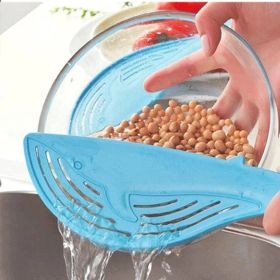 Whale Shape Handle Type Rice Washer Kitchen Water Filter - blue