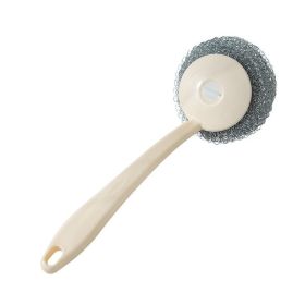 Cleaning Brushes Kitchen Stainless Steel Wire Ball Dishwashing Brush Pans Brush to oil stainsHousehold Cleaning Tools - White