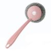 Cleaning Brushes Kitchen Stainless Steel Wire Ball Dishwashing Brush Pans Brush to oil stainsHousehold Cleaning Tools - Pink