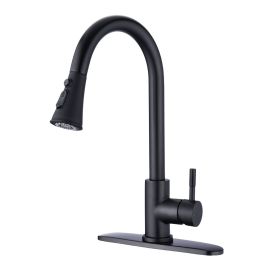 Pull Down Kitchen Faucet with Sprayer Stainless Steel Matte Black - as Pic