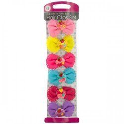 Cupcake &amp; Fabric Bow Hair Clips Set (pack of 12) - KL21176