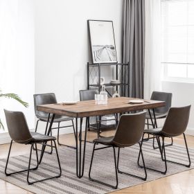 Aryven Industrial 7-Piece Dining Set, Antique Gray - as Pic