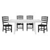 Modern Contemporary Black White 5pc Dining Set Table and 4 Side Chairs Set Wooden Kitchen Dining Furniture Casual Style - as Pic