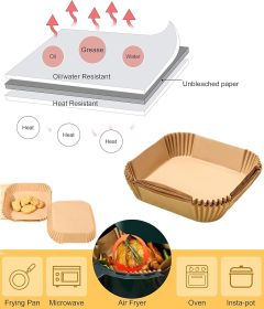 50pcs Air Fryer Liner, Baking Disposable Air Fryer Parchment Paper, Multipurpose Oil-absorbing Paper Tray - Small