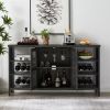Industrial Wine Bar Cabinet with Liquor Storage, Sideboard featuring Wine Racks & Stemware Holder (55.12''w x 13.78''d x 30.31''h) - Dark Gray