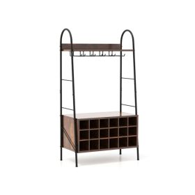 Baker's Rack with Detachable Wine Rack and 5 Rows of Stemware Holder - as show