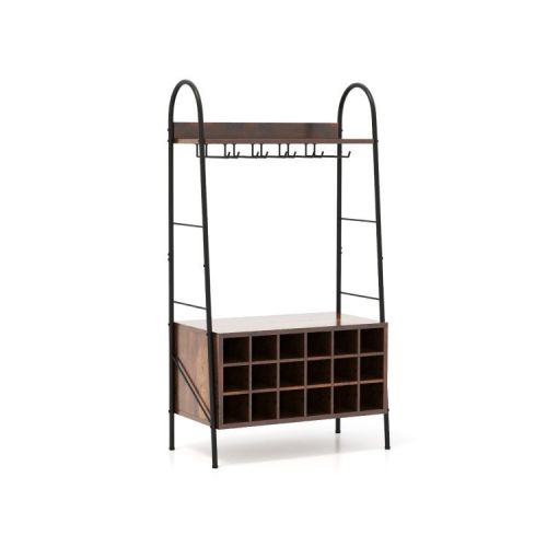 Baker's Rack with Detachable Wine Rack and 5 Rows of Stemware Holder - as show