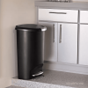 50L Semi Round Plastic Step Trash Can - black.