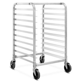 10 Sheets Aluminum Rolling Bakery Pan Rack - Silver