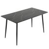 Disassemble rectangular table with arc MDF Black tabletop splicing PVC marble surface 140*76*76cm N101 - as picture