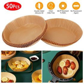 50Pcs Disposable Air Fryer Paper Liner Waterproof Non-Stick Oil-proof  - Beige