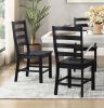 Modern Contemporary Black White 5pc Dining Set Table and 4 Side Chairs Set Wooden Kitchen Dining Furniture Casual Style - as Pic