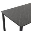 Disassemble rectangular dining table with straight feet MDF grey desktop splicing PVC marble surface 140*76*76cm N101 - as picture