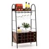 Baker's Rack with Detachable Wine Rack and 5 Rows of Stemware Holder - as show
