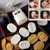6 Stamps Moon Cake Mold Bean Paste Cake Mold Plastic Baking Mold 50g - Default