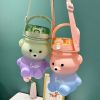 1pc Bear Cute Water Cup; Summer Plastic Cup; Portable Straw Cup; Large-capacity Water Bottle With Strap - Blue - 800ml