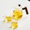 1pc High Borosilicate Heat-resistant Glass Teapot With Walnut Handle; 530ml/17.9oz; Removable Glass Filter; Transparent Tea Kettle - 17.9oz