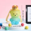 1pc Bear Cute Water Cup; Summer Plastic Cup; Portable Straw Cup; Large-capacity Water Bottle With Strap - Blue - 800ml