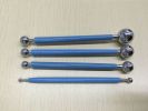 4 Pieces Metal Ball Stylus Dotting Tools, Embossing Pattern Design Fondant Decoration Sugar Craft Ceramic Flower Modeling Sculpting Tool - Blue