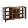 Industrial Wine Bar Cabinet with Liquor Storage, Sideboard featuring Wine Racks & Stemware Holder (55.12''w x 13.78''d x 30.31''h) - Brown
