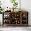 Industrial Wine Bar Cabinet with Liquor Storage, Sideboard featuring Wine Racks & Stemware Holder (55.12''w x 13.78''d x 30.31''h) - Brown