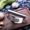 100% Stainless Steel Garlic Press Rocker Garlic Rocker Crusher Garlic Chopper Mincer Press Kitchen Garlic Masher Kitchen Tools - silver