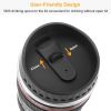 Camera Lens Coffee Mug Cup 13.6oz Food-Grade Stainless Steel Travel Photography Insulated Mug for All Ages - black